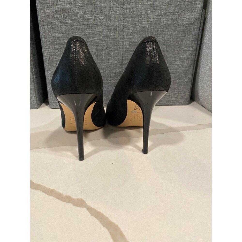 White House Black Market Embossed Black Leather Stiletto Pumps Size 7.5 Classic - Picture 4 of 7